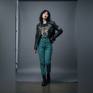 Rare Vintage Marithe Francois Girbaud Jeans Blue and Green Houndstooth Size 5/6